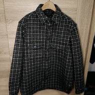 Allsaints 黑白 千鳥 格紋 羊毛 毛呢外套 襯衫式外套 短大衣 男S