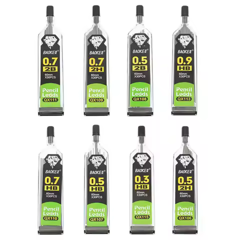 30pcs/Bottle, Automatic Pencil Lead 2B 2H HB Pencil Refill 0.3 Mm/0.5 Mm/0.7mm/0.9 Mm Pencil Refill 