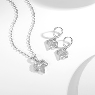 Lanmi Jewelry Set Titanium Wanita Aesthetic Anti Karat Love Kristal Kalung Dan Anting Perhiasan Fash