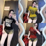 PORIP SHORT SLEEVE SHIRT WITH LONG FOM PRINT T Shirt Woman