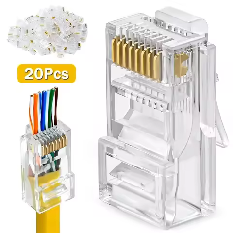 Rj45 Cat5e Connector Crystal Unshielded RJ45 Ends UTP 8Pin Modular Network Plug Connectors for Solid