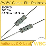 200Pcs 2W 5% Carbon Film Resistors 0.1~1M 0.5 2 4.7 10 15 33 47 68 100 220 360 470 1K 2.2K 10K 22K 3