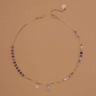 AMETHYST-INITAL Birthdaystone Necklace Auspicious Stone (Can Choose INITIAL Letters)
