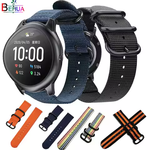 Nylon Sport watch Strap band 22MM For Xiaomi haylou solar ls05 smart WristStrap Bracelet For Huawei 