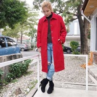 全新 專櫃正品 Betty’s 歐美時尚簡約大方紅色暗釦40%羊毛大衣 直筒 廓型 長版外套 長大衣 百搭 #女裝半價拉