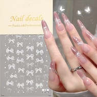 5D Relief Chiffon Bow Nail Sticker - Self Adhesive Nail Decals - DIY Nail Art Decoration Sticker - W