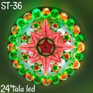 RED GREEN Capiz Parol with Pure LED lights from Pampanga size 24