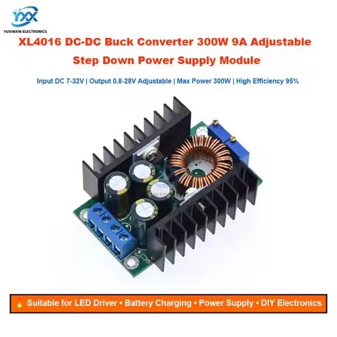 XL4016 DC-DC Buck Converter 300W 9A Adjustable Step Down Power Supply Module 5-40V to 1.2-35V Voltag