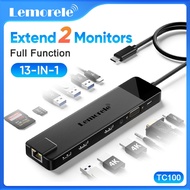 Lemorele 13 IN 1 Docking Station Laptop Type C To Dual HDMI Adapter USB Hub Monitor Hdmi Splitter