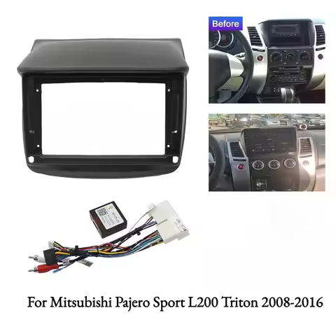 Universal 9 Inch Car Radio Dashboard Panel Fascia Kit for Mitsubishi Pajero Sport L200 Triton 2008-2