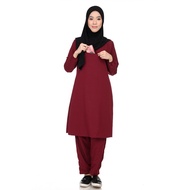 Jubah Seluar Muslimah Suit Umrah Murah Poket Depan Zip Como Crepe Wanita Perempuan Plus Size S to 6XL