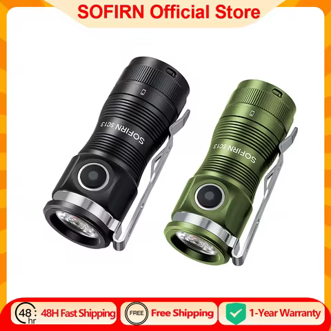 Sofirn Mini SC13 SST40 LED 1300lm Tactical 18350 Rechargeable Flashlight 6000K Keychain Light with M