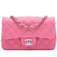 Chanel Pink Quilted Lambskin Mini Rectangular Classic Single Flap Silver Hardware, 2019