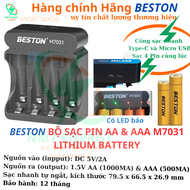SẠC PIN M7031 LOẠI AA & AAA 1.5V BESTON CÓ LED BÁO