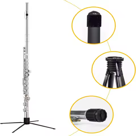 SLADE Flute Stand Portable Flute Bracket with Foldable Slot Holder Metal Base 4-pLeg for Flute Picco