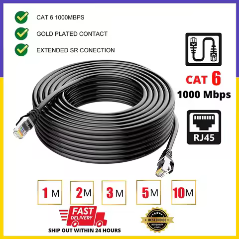 【Fast Ship】1M 2M 3M 5M 10M CAT6 Internet Cable RJ45 CAT6 LAN Cable UTP 8 Wires Ethernet Lan Network 