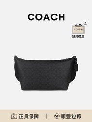 COACH COACH 蔻馳經典標志老花 FINN 單肩斜挎包 小號男款炭黑色 [平行進口]