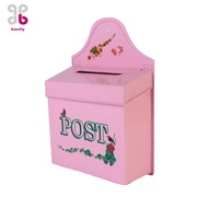 Baosity Decorative Pink Outdoor Wall Mailbox Iron Letter Box Slim Rectangular Design for Porch Garde