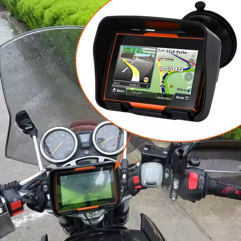 Car or Motorcycle GPS Navigation 4.3" Touch Screen Waterproof IP67 FM Bluetooth AVIN Built in 8GB RO