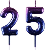 AOOLADA 25 & 52 Birthday Candle, 25th & 52nd Cake Candles, Number 25 & 52 Birthday Candles for Cake 