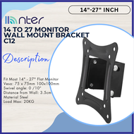 TV Monitor Screen Wall Mount Bracket 14" to 27" 19 20 22 24 27 inch Swivel Angle 10 C12