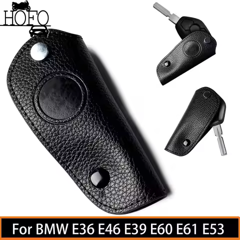 Leather Car Accessories Key Case Cover Shell Key Protector Case For BMW E36 E46 E39 E60 E61 E53