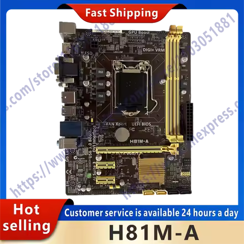 Used LGA 1150 motherboard H81M-A LGA 1150 DDR3 16GB PCI-E 2.0 USB3.0 DVI Micro ATX for Celeron G1850