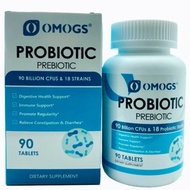 Omogs Probiotics For Adult Women and Men 90 Tablets Food Supplement Digestive Health With 90 Billion