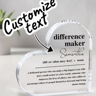 Personalized Teacher Gift Acrylic Heart Shaped Plaque, Memorial Gifts Teacher Gifts Popular Teacher