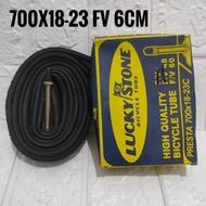 LUCKY STONE BICYCLE INNER TYRE 700X18 TO 700x23 / 700x18-23 SMALL PRESTA VALVE 60MM LENGTH 6CM/