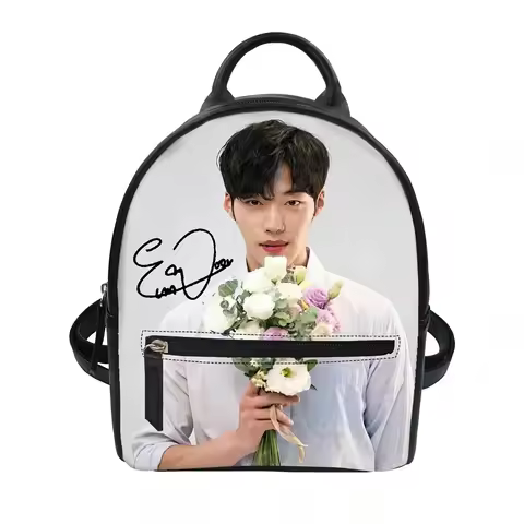 KPOP Cha EunWoo Custom Backpack Purse Women Carter Schoolbags Double Shoulder Bag Mini Daypack Leath