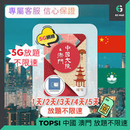 中國 澳門 中國移動 5G 放題不限速 1 天 / 1 日 無限上網卡數據 外遊數據卡 旅行卡 電話卡 Sim咭 使用限期 31/03/2027