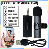 FAST DELIVERY Mic Mikrofon Wireless Clip On Jepit Vlogging Suara Super Jernih Tanpa Kabel 3.5mm