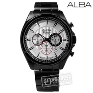 ALBA/Elite Texture Series Three-Ring Chronograph Stainless Steel Watch Silver x Black Plated/VD53-X2