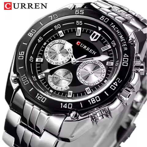 CURREN 8077 Full Stainless Steel Band Watches For Men Fashion Army Military Quartz Mens Watch Sport 