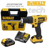 Mesin Bor Tembok Baterai Cordless Impact Drill 12V Dewalt DCD716C2K