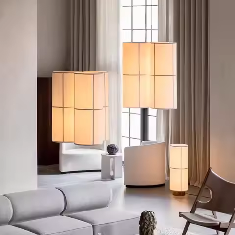 Designer Menu Hashira Cluster Pendant Light Vintage Cloth Lampshade Hanging Lamp Dining Room Minimal