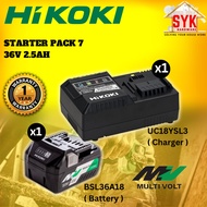 SYK Hikoki UC18YSL3 BSL36A18 Starter Pack 7 Battery Charger Kit 2.5Ah Quick Charger Bateri Cas Semul