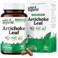 Wild & Organic Artichoke Extract Capsules 500 mg - Liver & Digestive Support - Artichoke Leaf Extrac