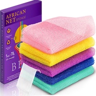 5 Pieces Exfoliating Washcloth Shower Towel African Net Sponge Japanese Wash Cloth Face Exfoliating 