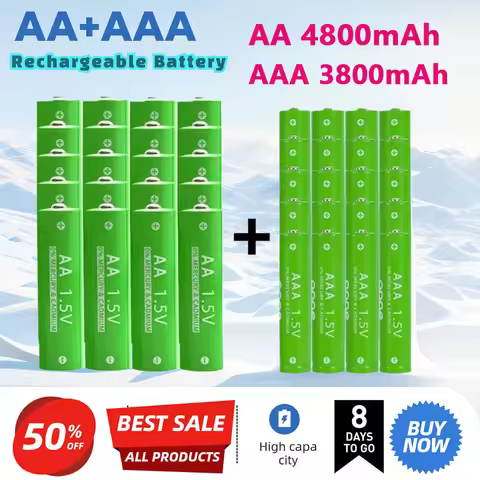 1.5V Rechargeable AA AAA 4.8-3.8Ah Battery For Torch Toys Clock MP3 Player Replace Ni-Mh Battery Del