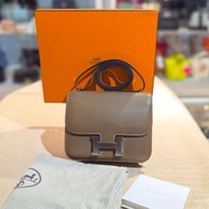 98%NEW二手HERMES MINI CONSTANCE, 大象灰銀扣,EPSOM皮, #C19 迷你康康包, #香榭站正品