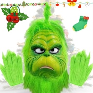 ZILUOLAN Grinch , Masquerade Latex Grinch Headgear,  Anime Green Fur Freak Grinch Masque Halloween