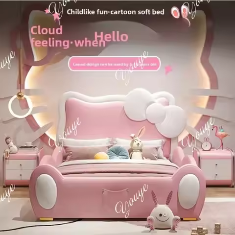 XM 150X200cm Frame Full Double Bed Complete Bedroom Furniture Modern Childrens Cartoon Girl Princ Es