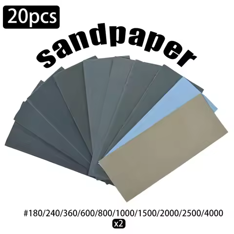 20Pcs Sand Paper 180 240 360 600 800 1000 1500 2000 2500 4000 Grit Sand Paper Water/Dry Sanding Pape