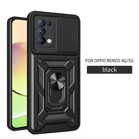 For OPPO Reno 5 5G Slide Lens Camera Protective Capa For OPPO Reno 5 4G Reno5 Case Magnetic Ring Hol