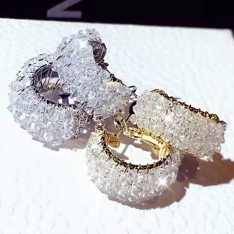 JUWANG Luxury Temperament Wedding Gift Trendy Classic Dangle Earrings Super Shine AAA Rhinestone Jew