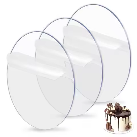 2 Pieces Acrylic Cake Pans Round Happy Birthday Cake Boards Clear Acrylic Decorations for Cake Bakin