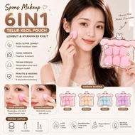 6IN1 Makeup Sponge Small Egg Pouch Contains 6 Mini Makeup Applicator Beauty Blender Foundation Conce