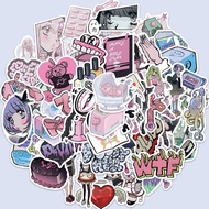 47pcs Domi Girls Gothic Pink Kawaii Y2K Stickers Cool Graffiti Laptop Phone Car Book DIY Cute Stickers PVC Aesthetic Pack